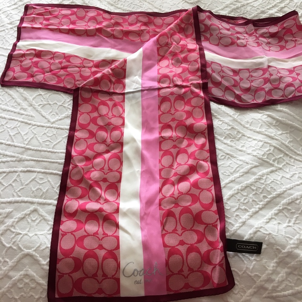 Authentic Coach Pink CC (60”x10”) Silk Scarf